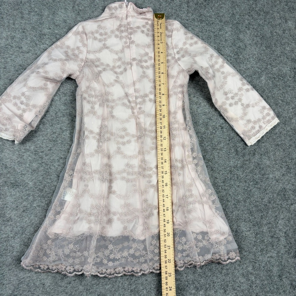 Unbranded Cheongsam Qipao Dress Girls Pink Lace Sheer Floral Frog Closure 100 - Picture 8 of 11